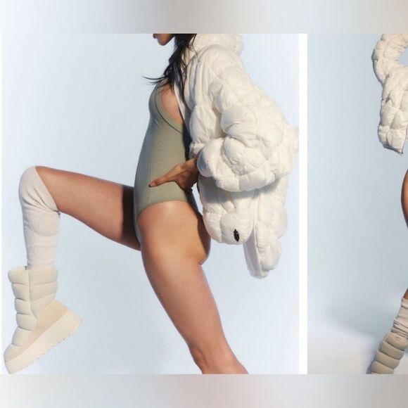 NWT FREE PEOPLE FP Movement Good Karma Bodysuit M/L Smoked Sage Athleisure Yoga - Picture 5 of 12